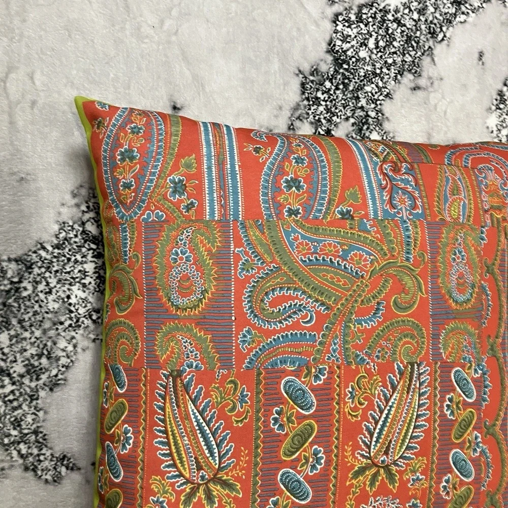 Pottery Barn Paisley Couch Throw Pillow Coral Teal‎ Green 20x20 Insert